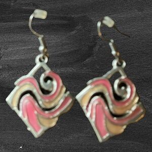 PINK & SILVER TIE DYE EARRINGS